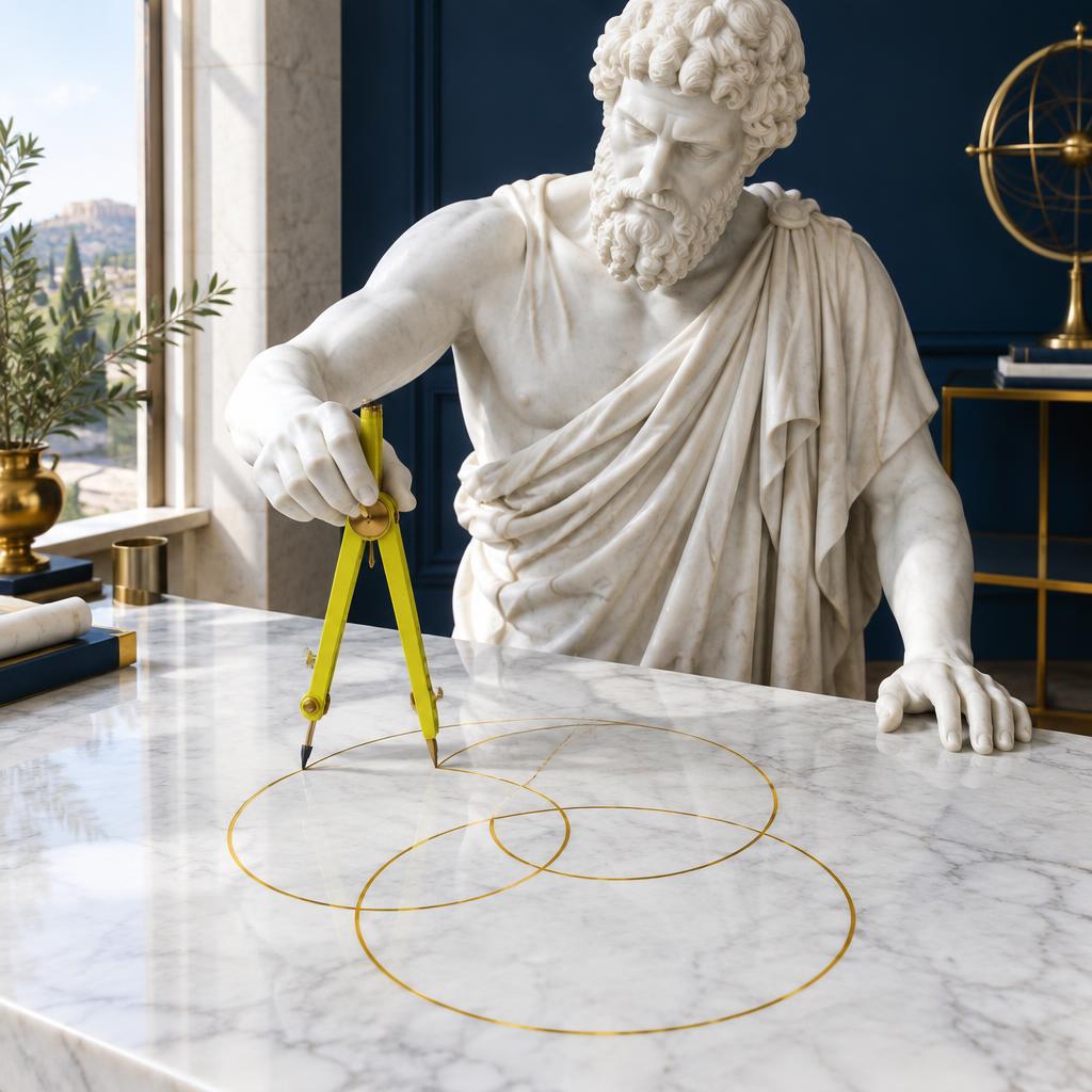 Tre elementi classici allineati da un filo giallo
